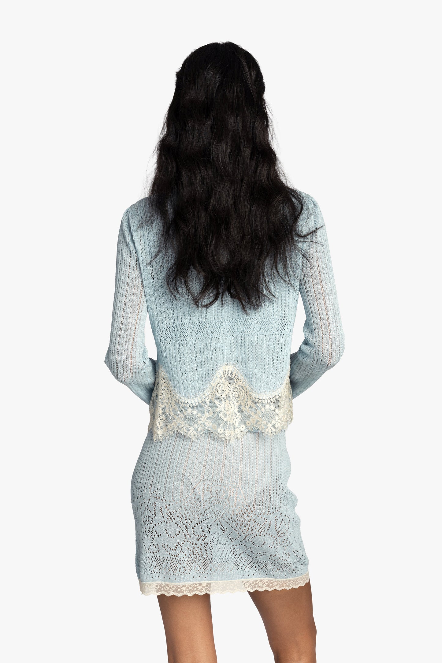 Anna Sui Lingerie Lace Knit Cardigan - Sky Blue