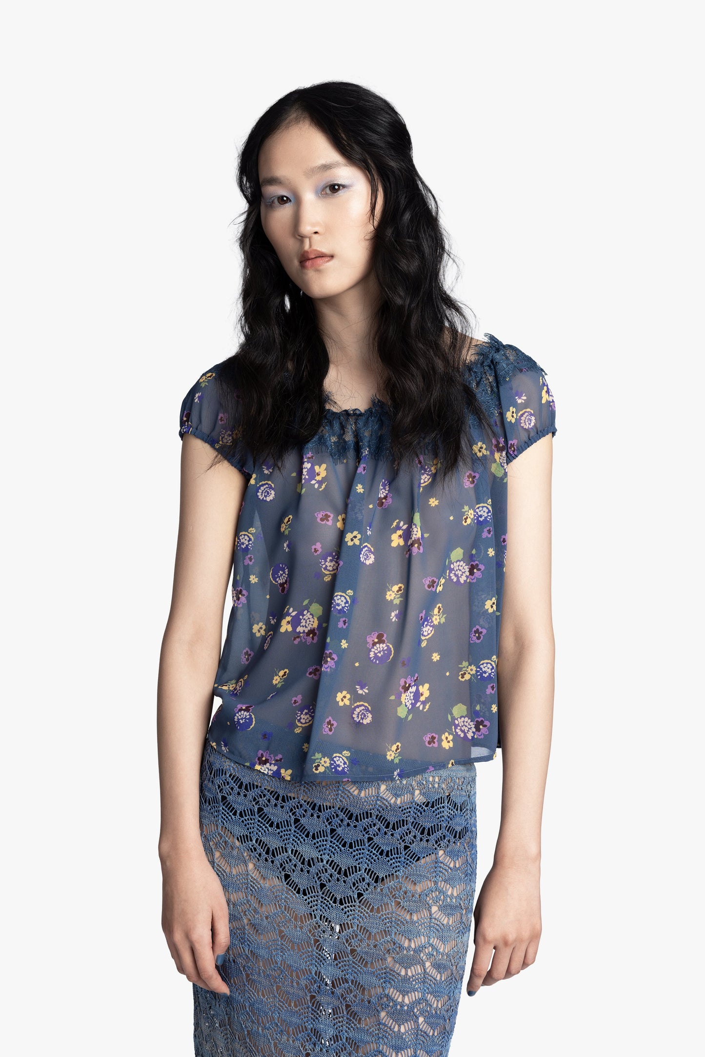 Anna Sui Night Blooming Chiffon Top