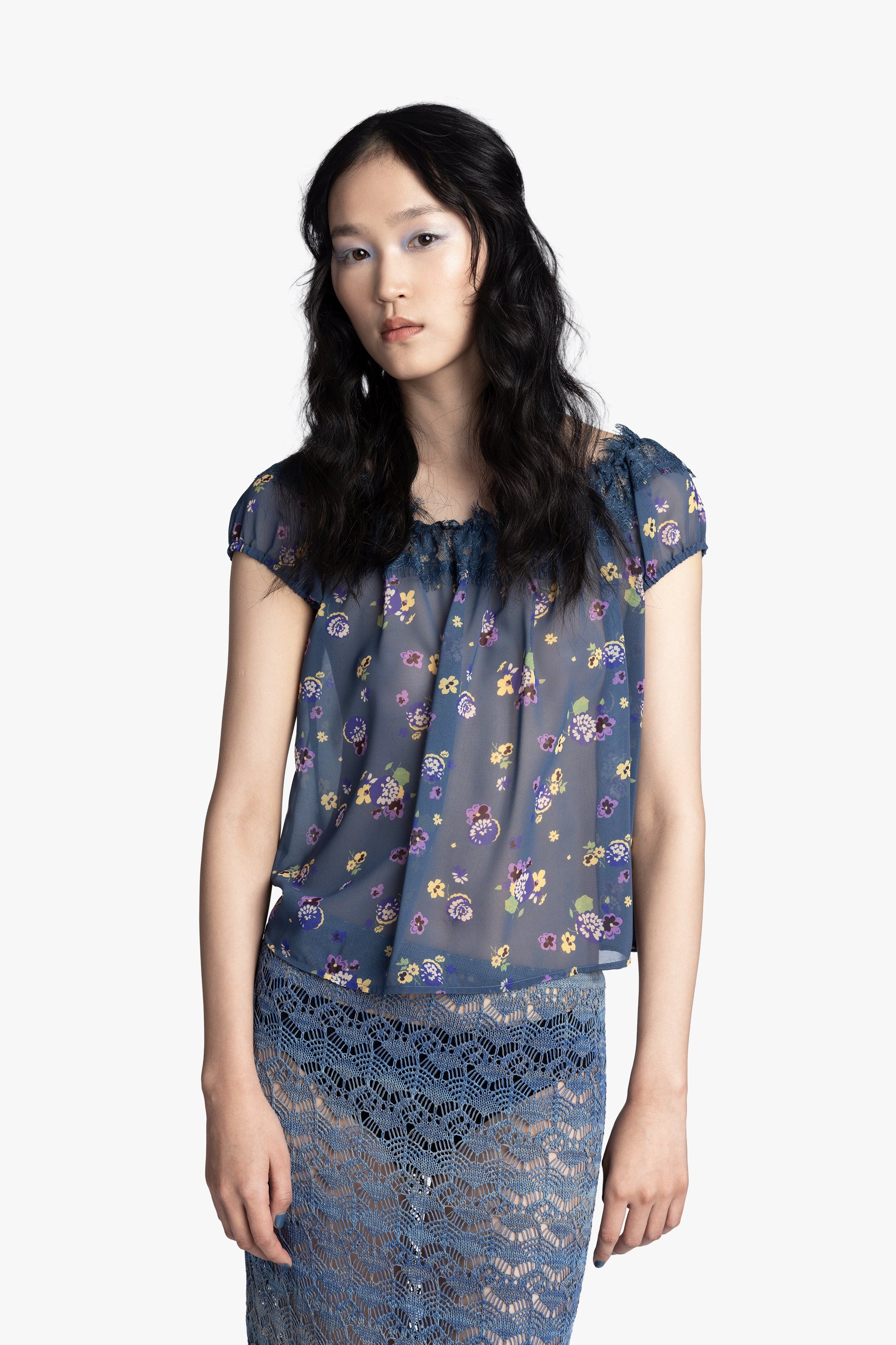 Anna Sui Night Blooming Chiffon Top