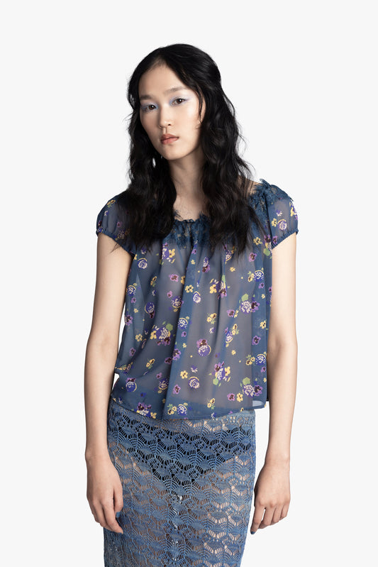 Anna Sui Night Blooming Chiffon Top
