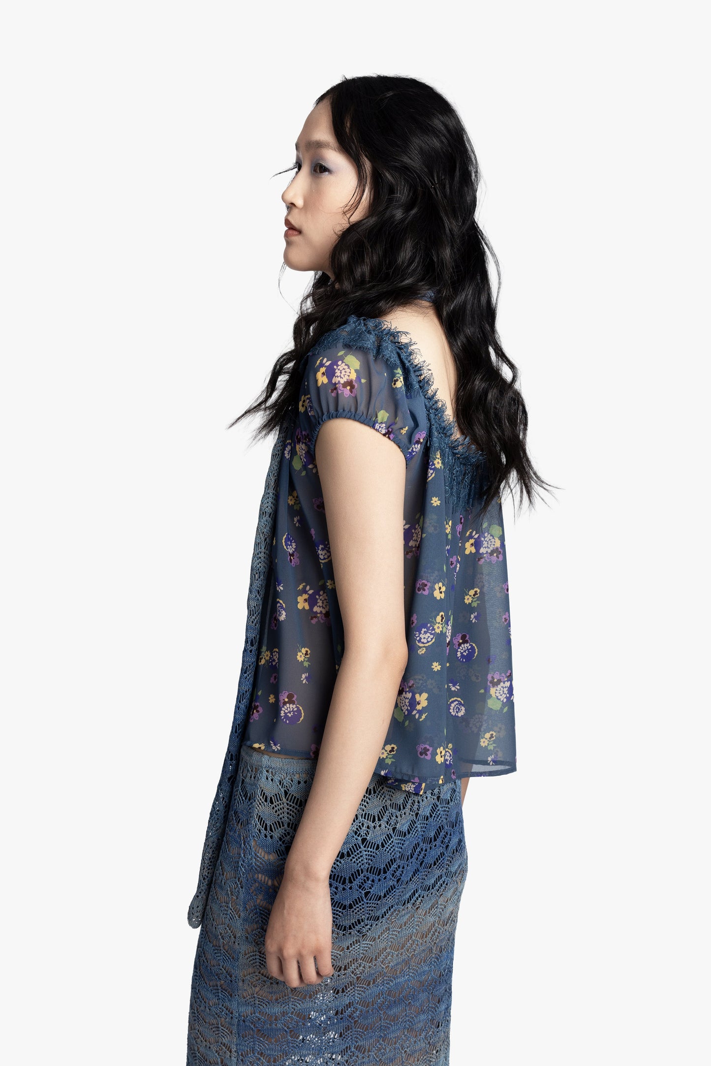 Anna Sui Night Blooming Chiffon Top