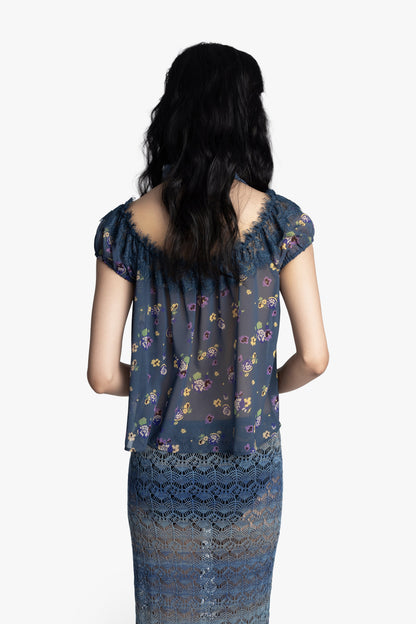Anna Sui Night Blooming Chiffon Top