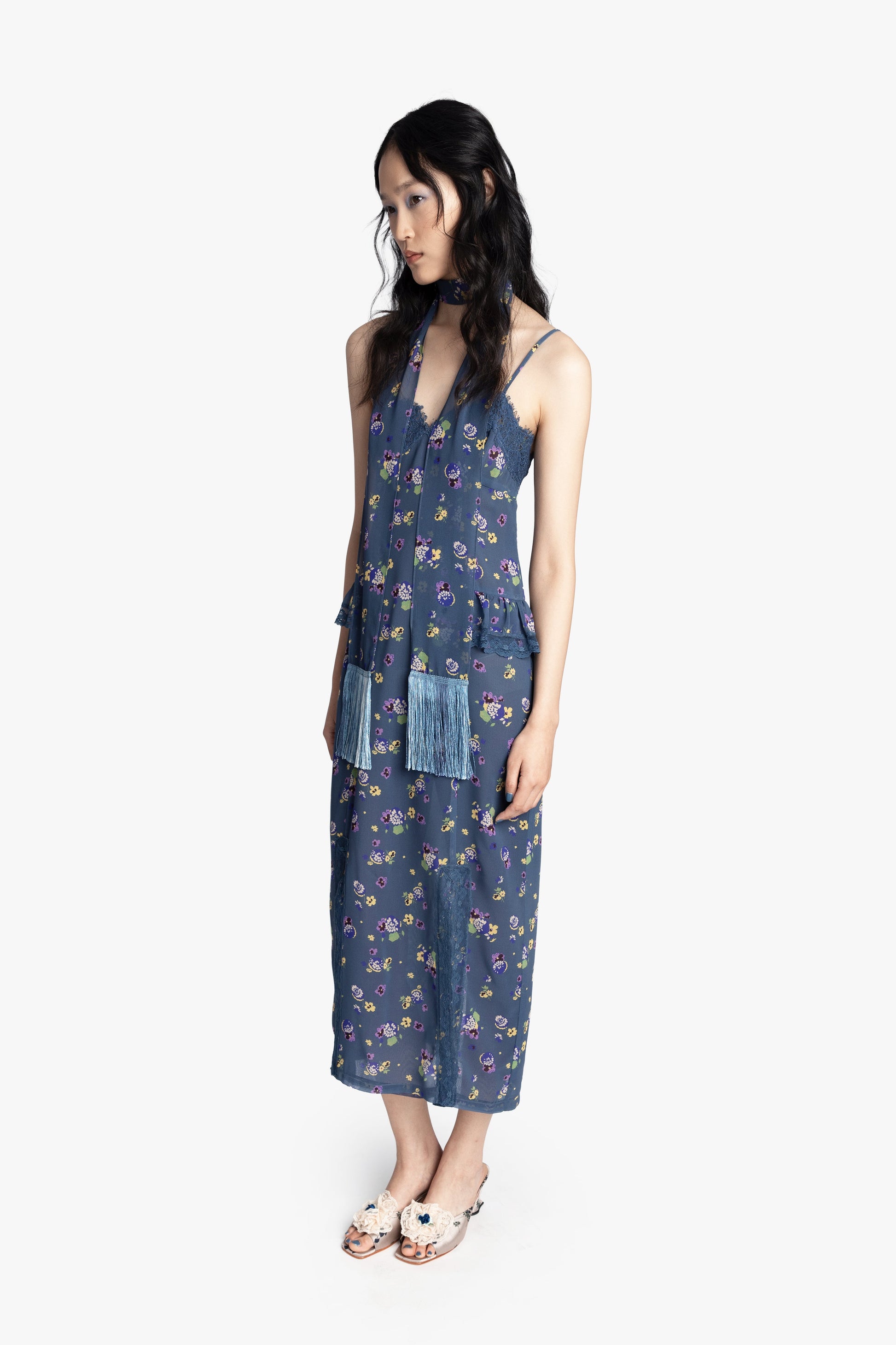 Anna Sui Night Blooming Chiffon Slip Dress