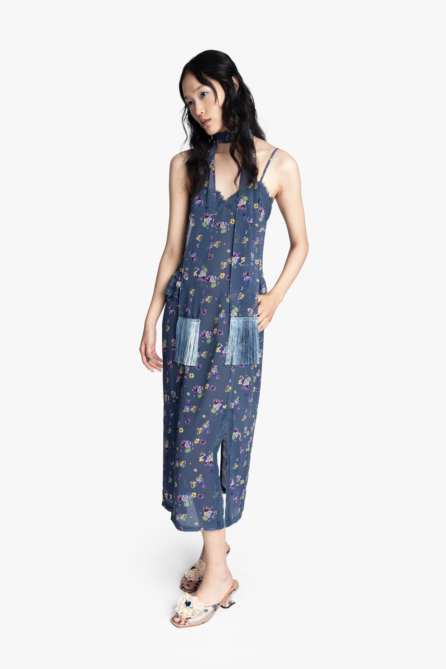 Anna Sui Night Blooming Chiffon Slip Dress