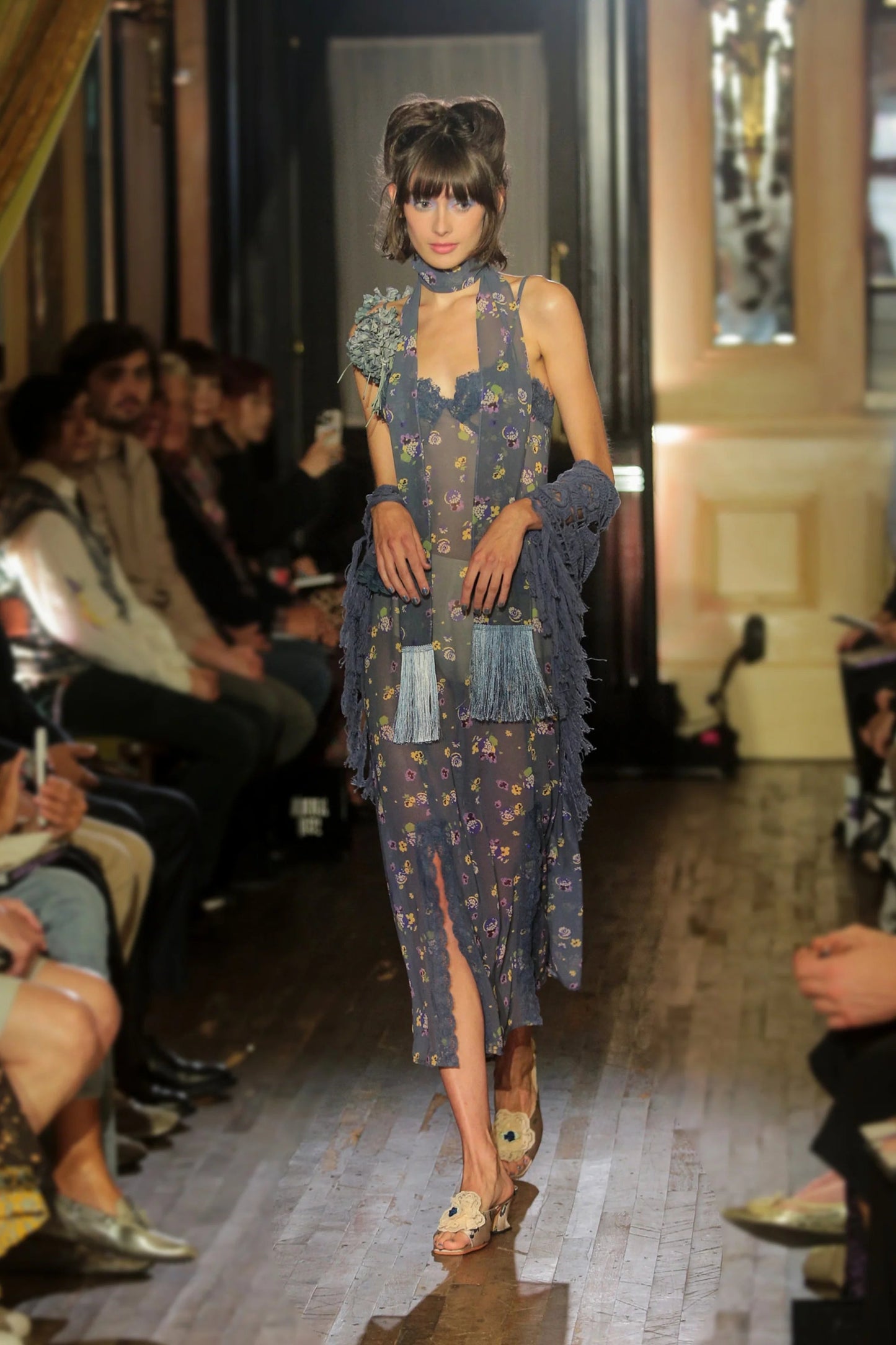 Anna Sui Night Blooming Chiffon Slip Dress