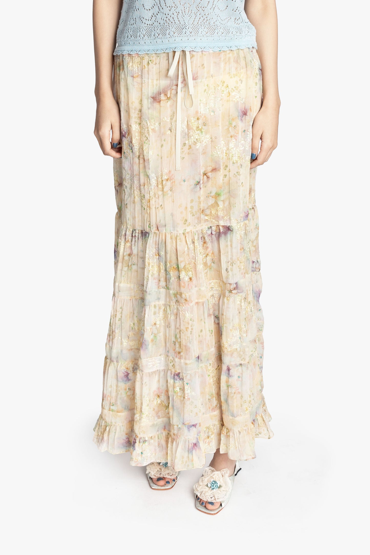 Anna Sui Oasis Blooms Tiered Skirt