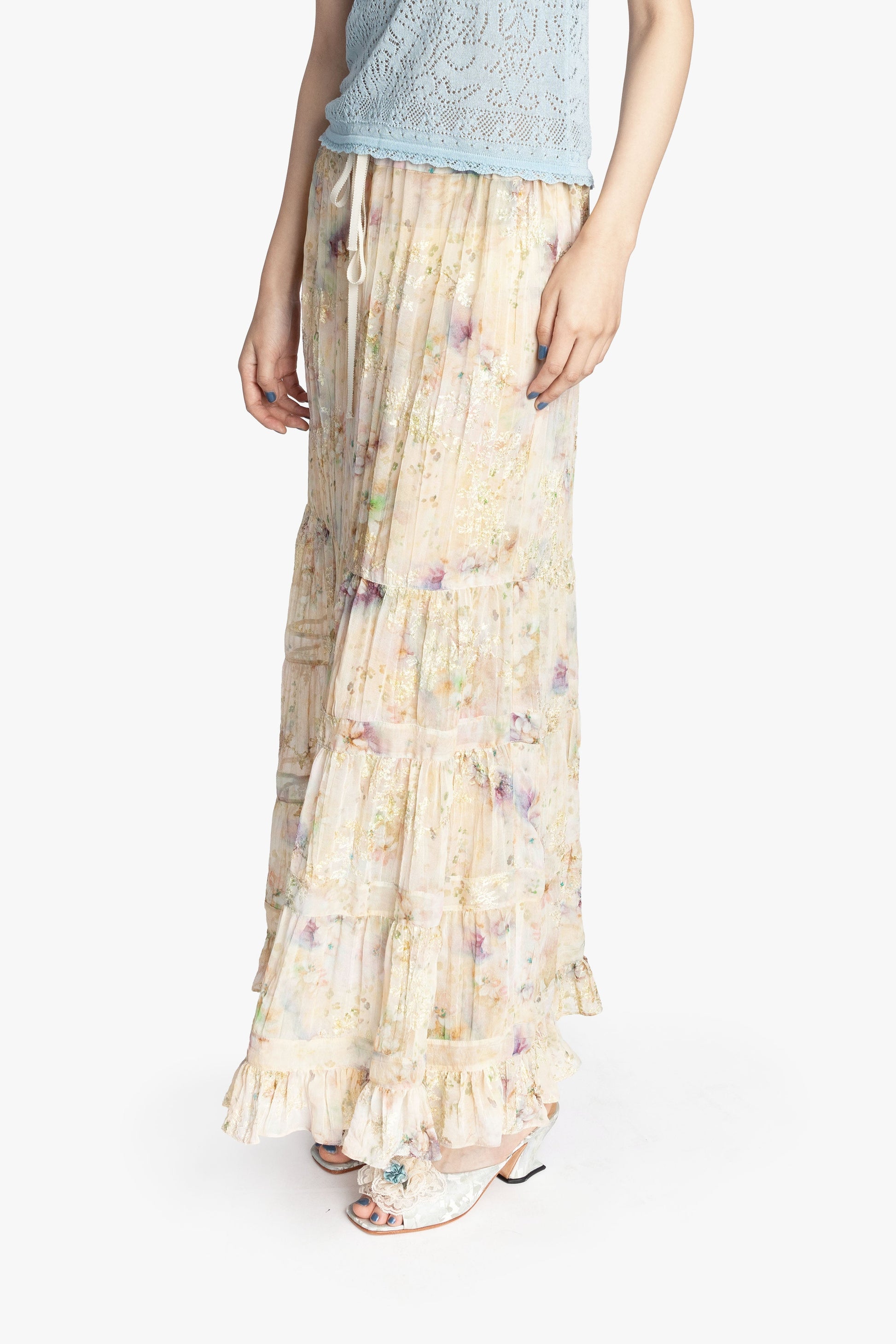 Anna Sui Oasis Blooms Tiered Skirt