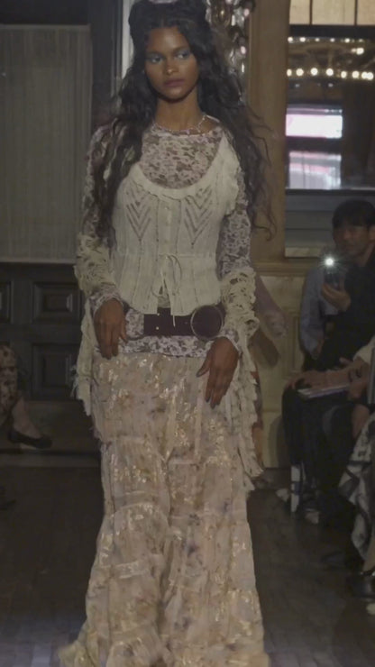 Anna Sui Oasis Blooms Tiered Skirt