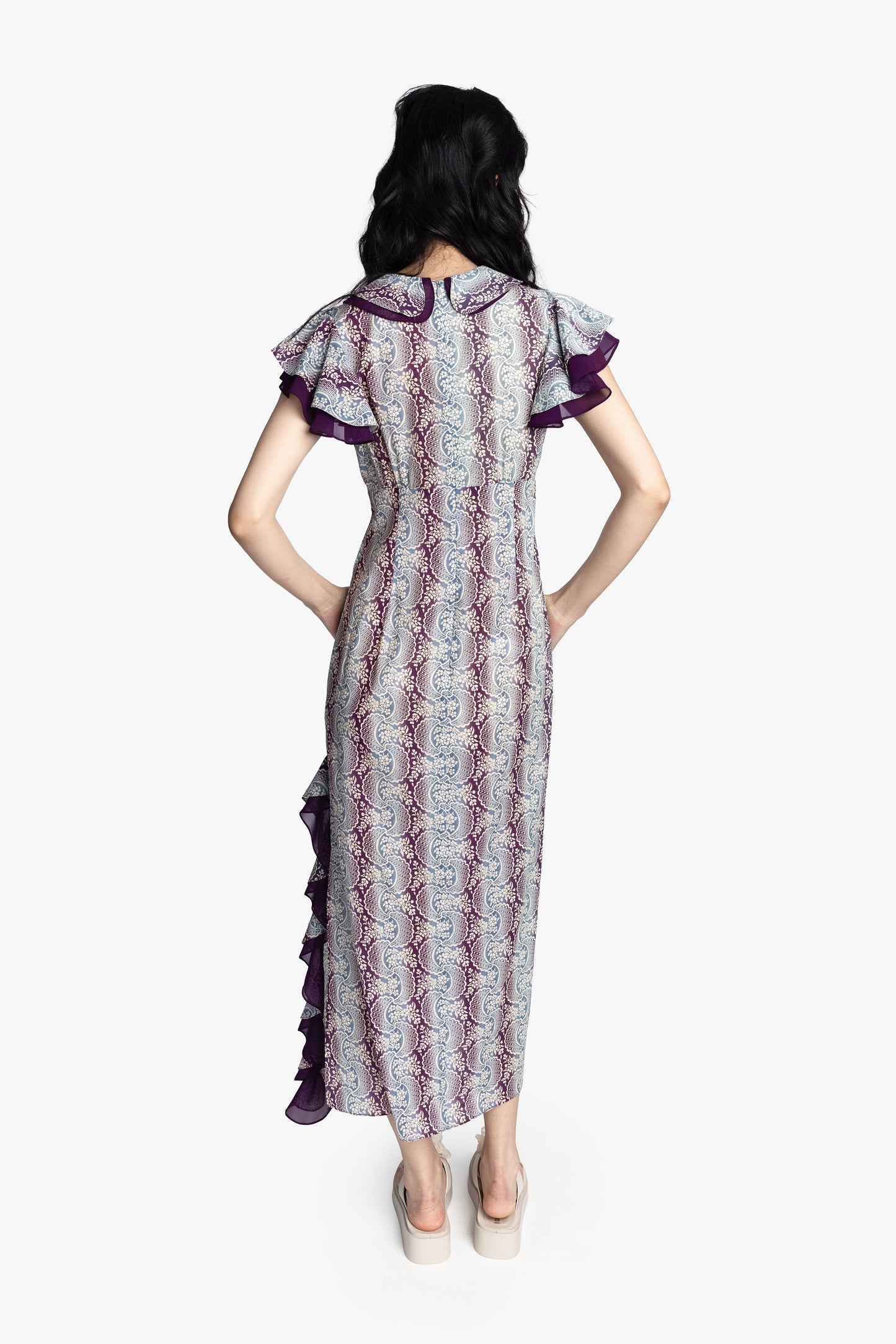 Anna Sui Ombre Ribbons Cotton Ruffle Dress