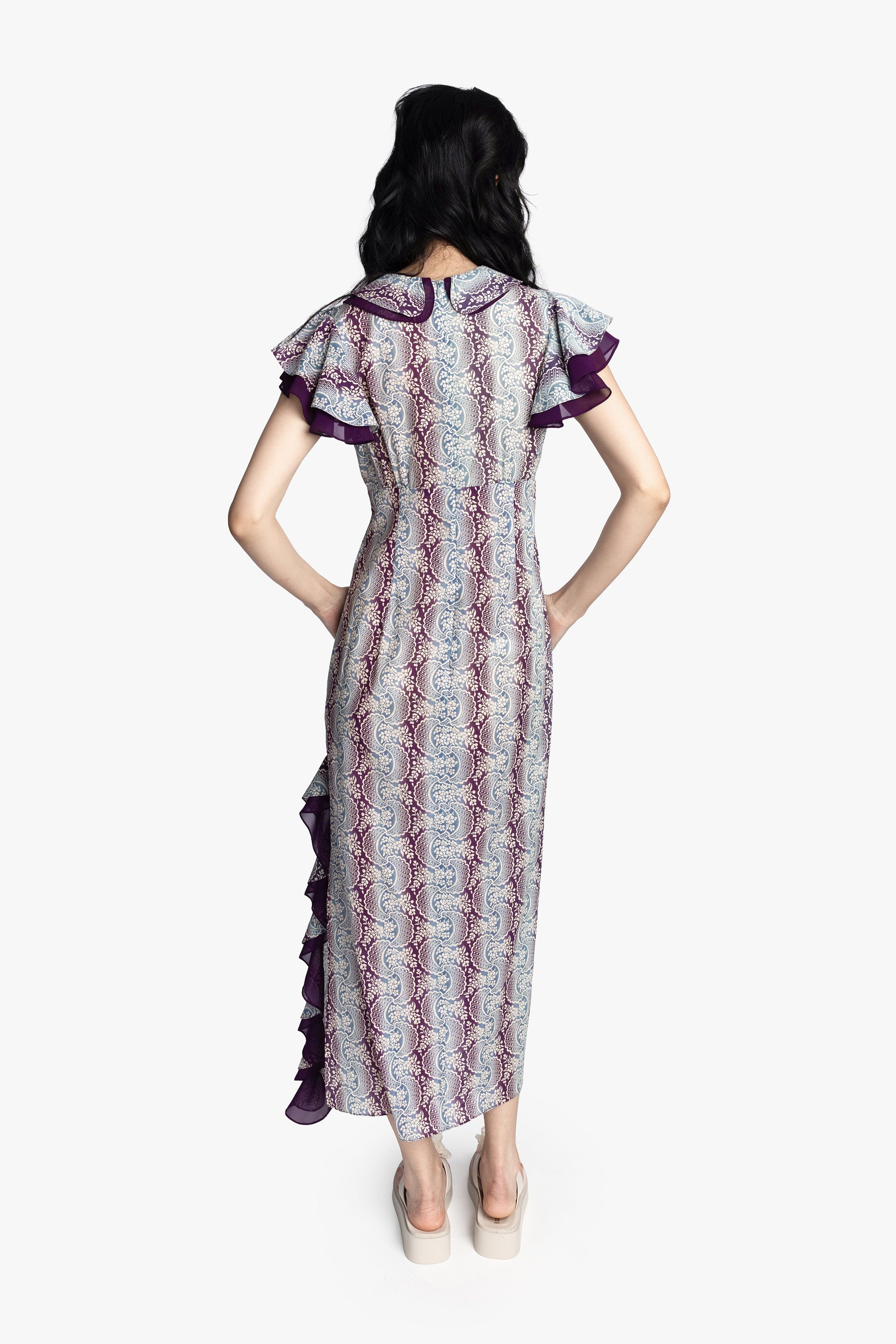 Anna Sui Ombre Ribbons Cotton Ruffle Dress
