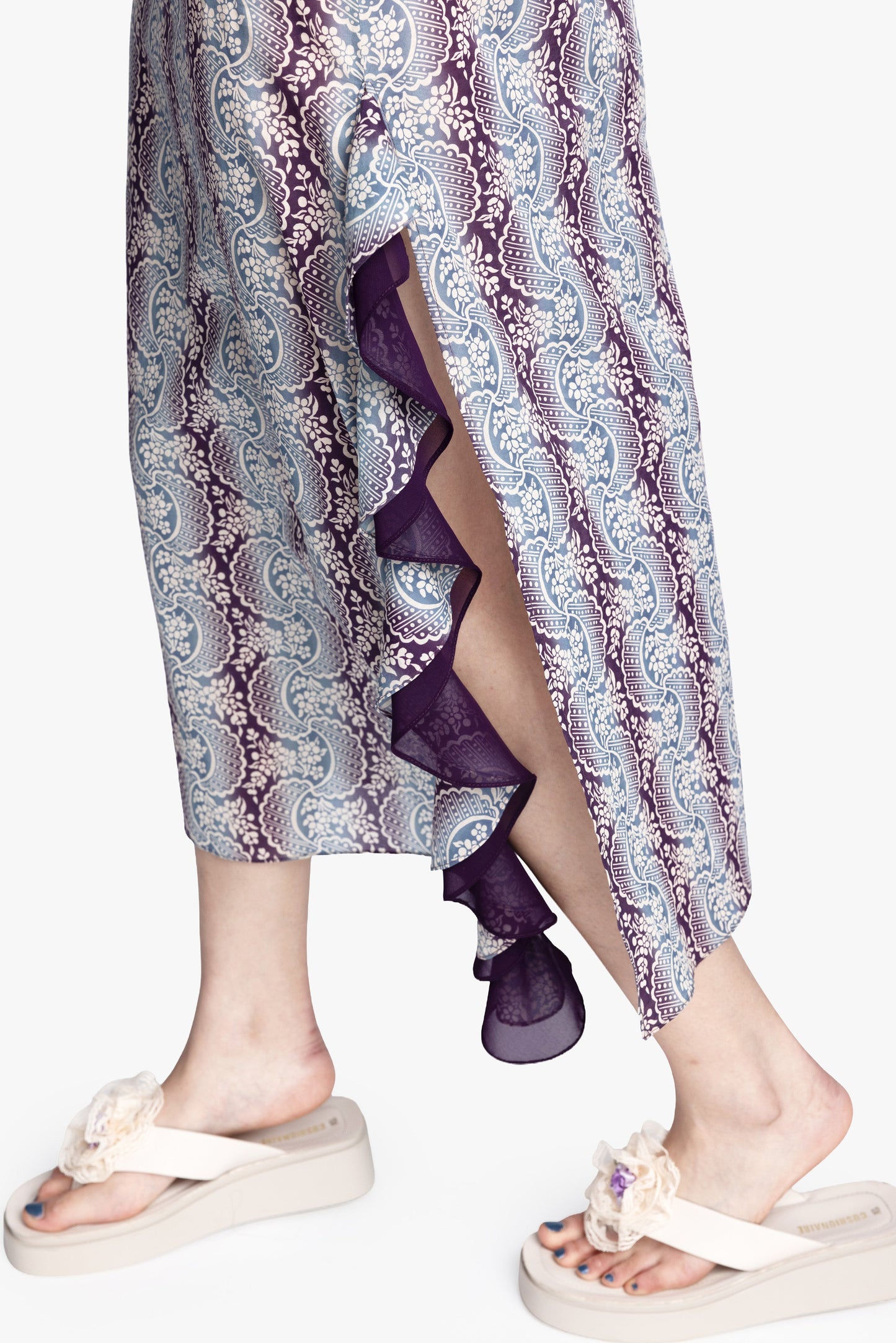 Anna Sui Ombre Ribbons Cotton Ruffle Dress