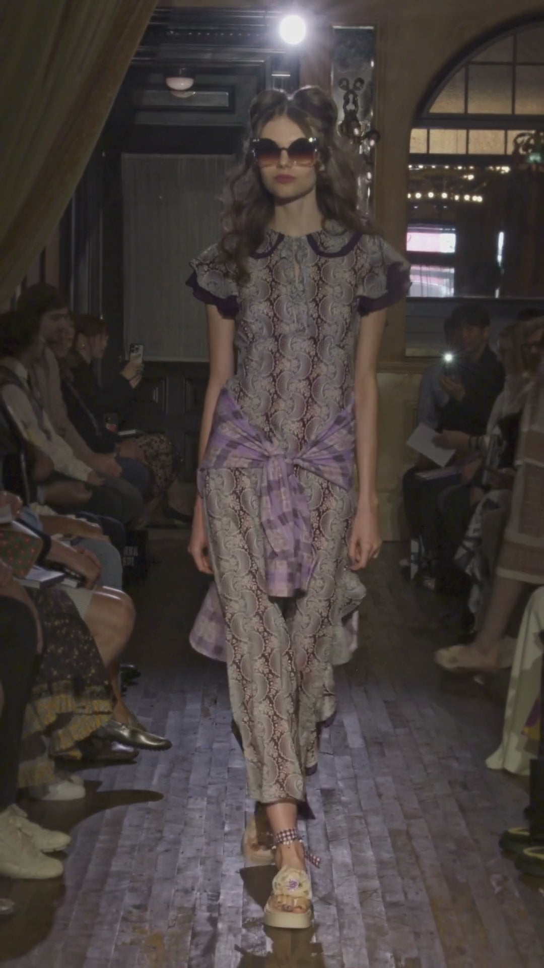 Anna Sui Ombre Ribbons Cotton Ruffle Dress