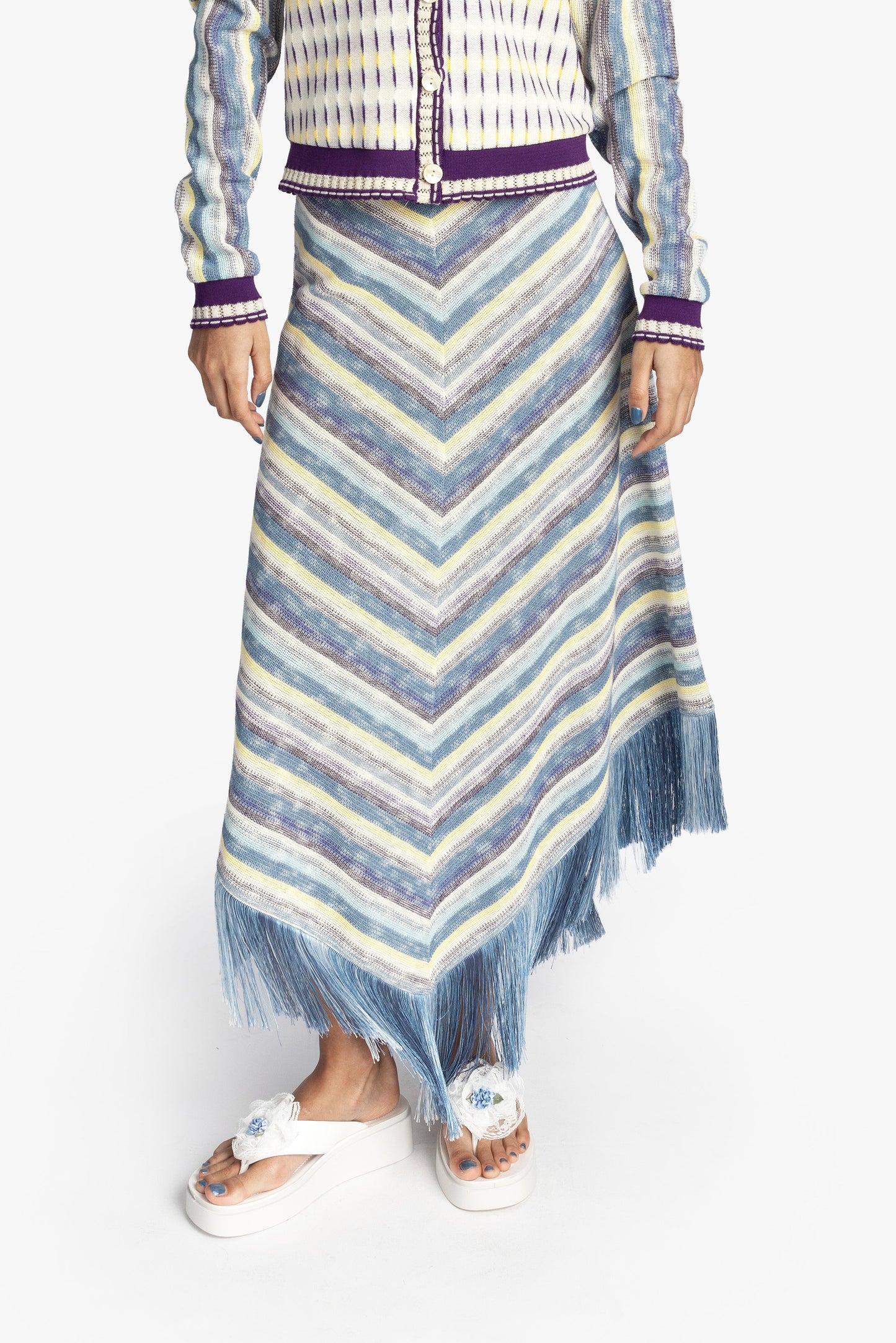Anna Sui Serape Knit Fringe Skirt