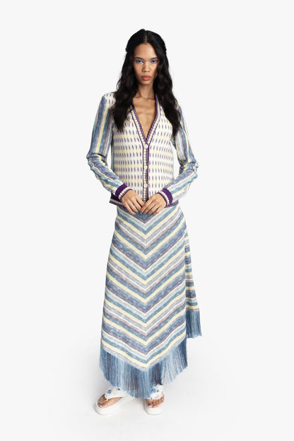 Anna Sui Serape Knit Fringe Skirt