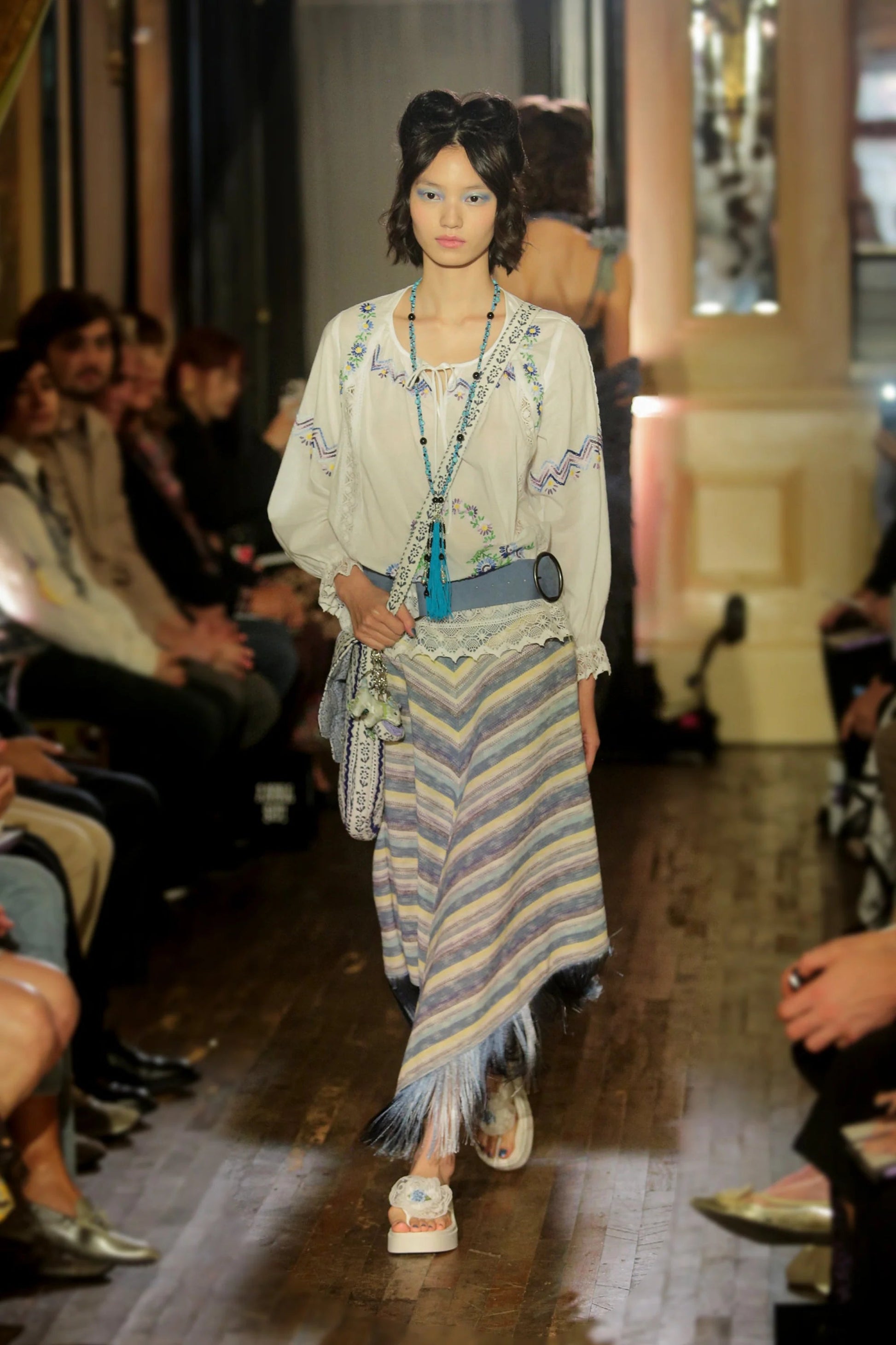Anna Sui Serape Knit Fringe Skirt