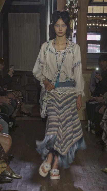 Anna Sui Serape Knit Fringe Skirt