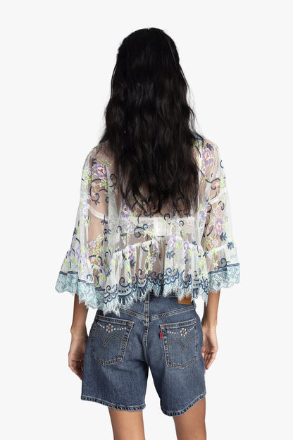 Anna Sui Lady Chatterley's Lace V-Neck Top