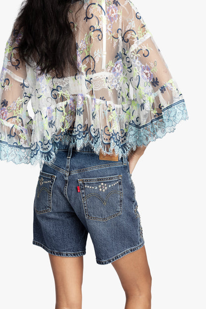 Anna Sui Lady Chatterley's Lace V-Neck Top