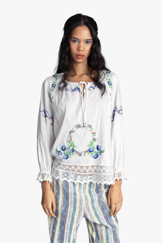 Anna Sui Morning Glory Embroidery Blouse
