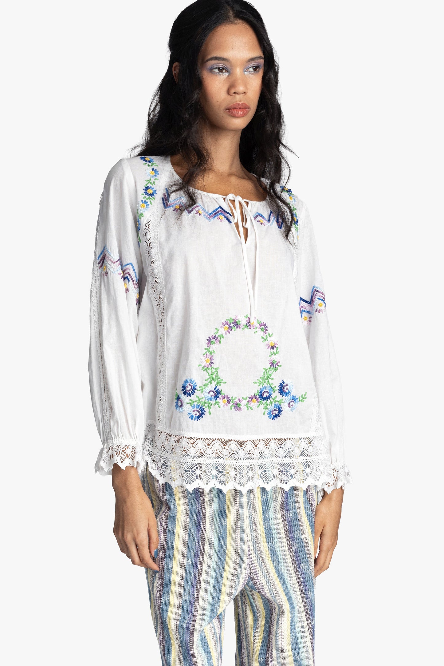 Anna Sui Morning Glory Embroidery Blouse