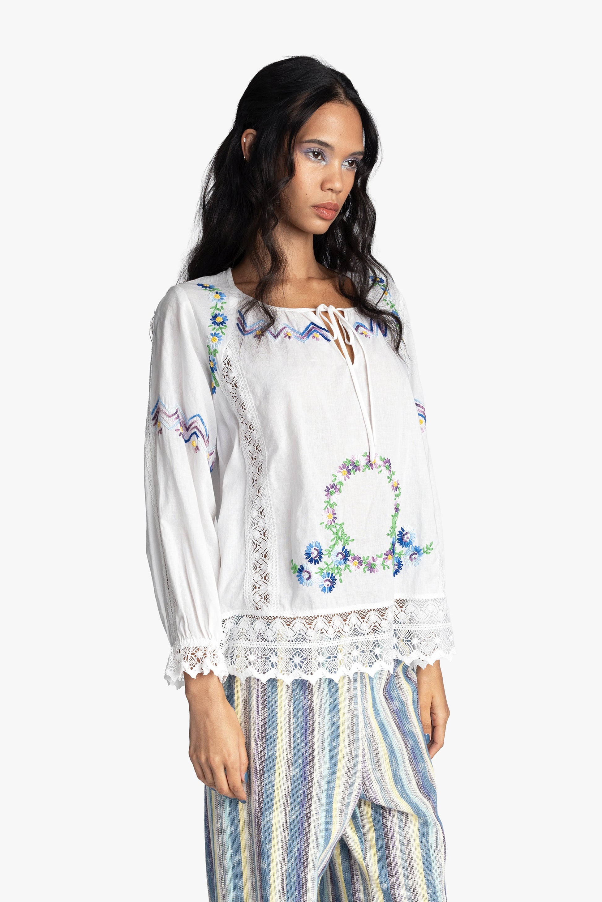 Anna Sui Morning Glory Embroidery Blouse