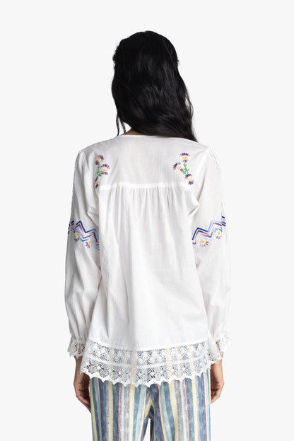 Anna Sui Morning Glory Embroidery Blouse