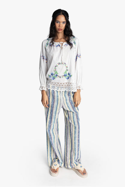 Anna Sui Morning Glory Embroidery Blouse