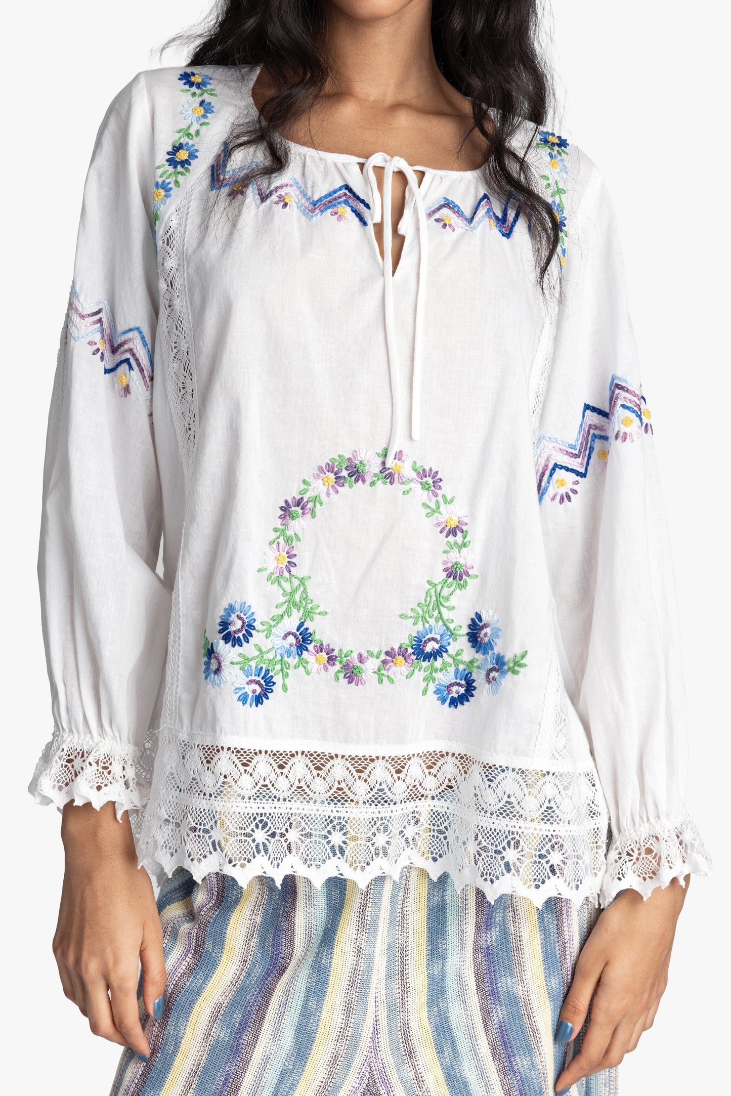 Anna Sui Morning Glory Embroidery Blouse