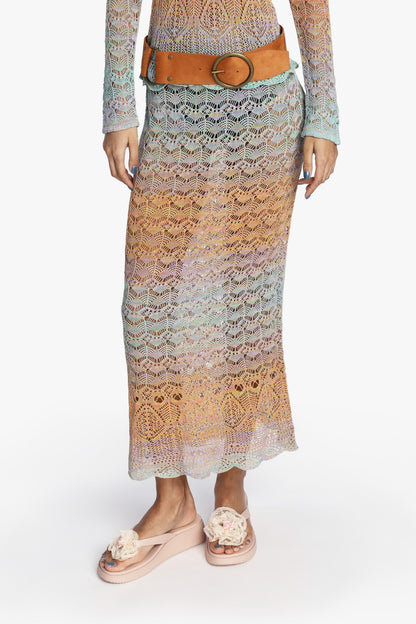 Anna Sui Ombre Space Dye Crochet Skirt - Sunset
