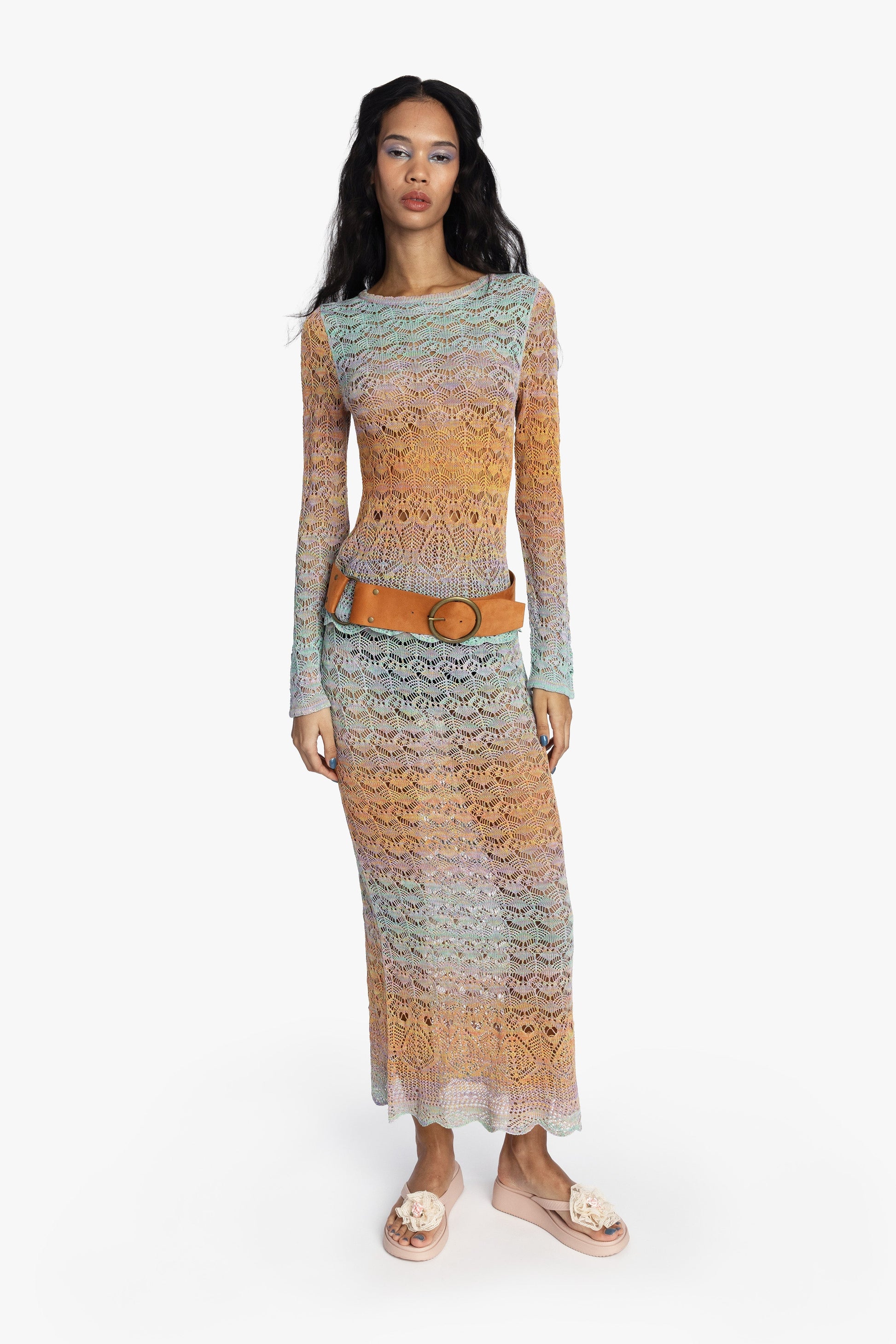 Anna Sui Ombre Space Dye Crochet Skirt - Sunset