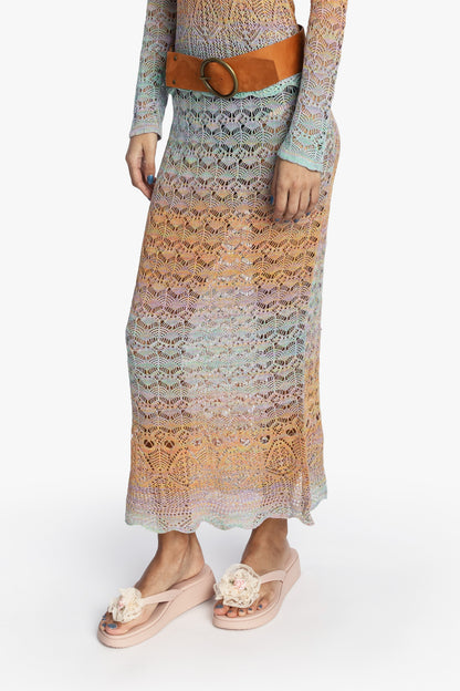 Anna Sui Ombre Space Dye Crochet Skirt - Sunset