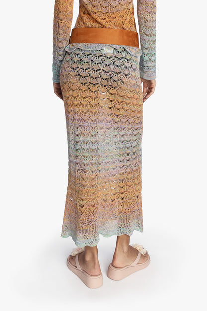 Anna Sui Ombre Space Dye Crochet Skirt - Sunset
