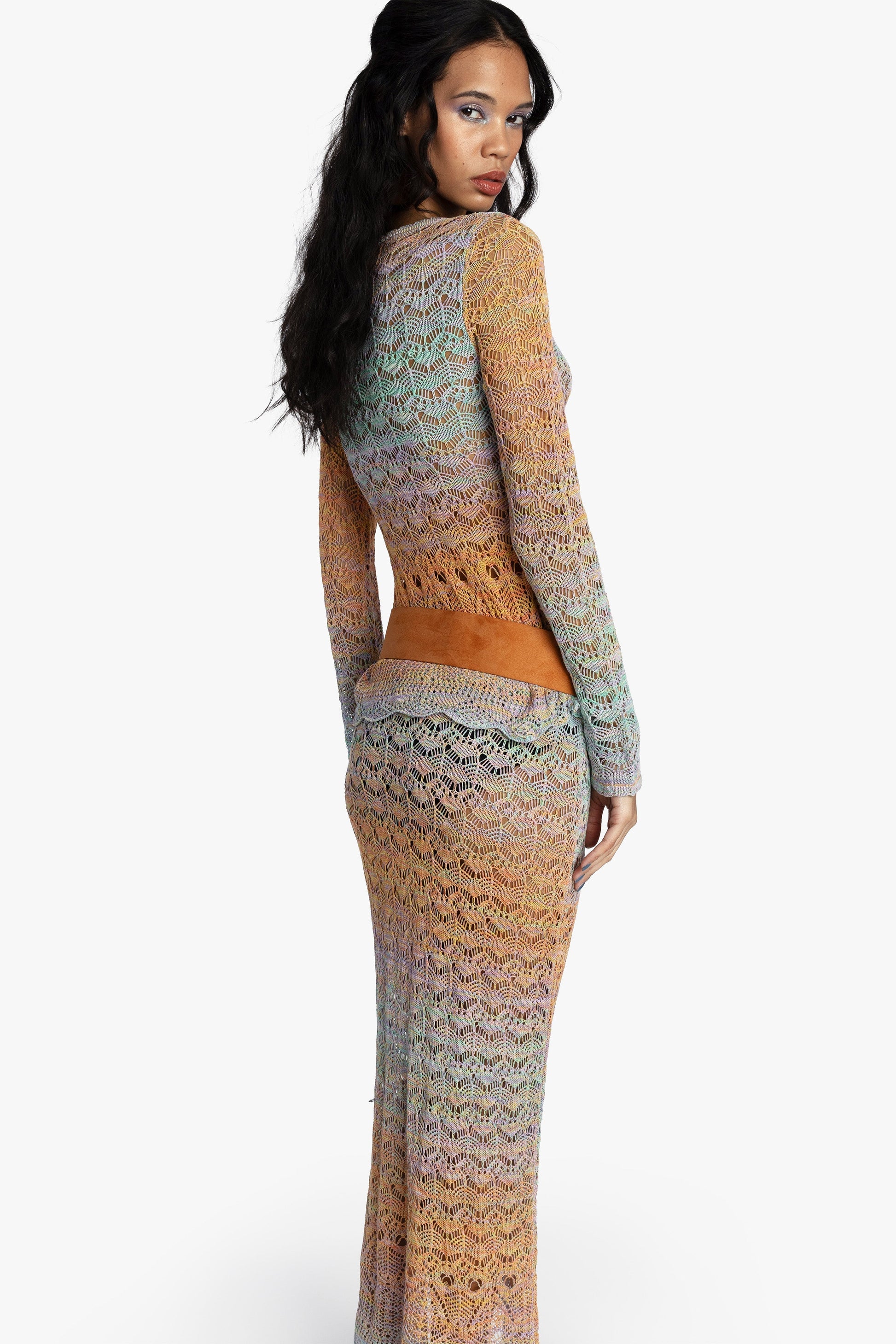 Anna Sui Ombre Space Dye Crochet Skirt - Sunset