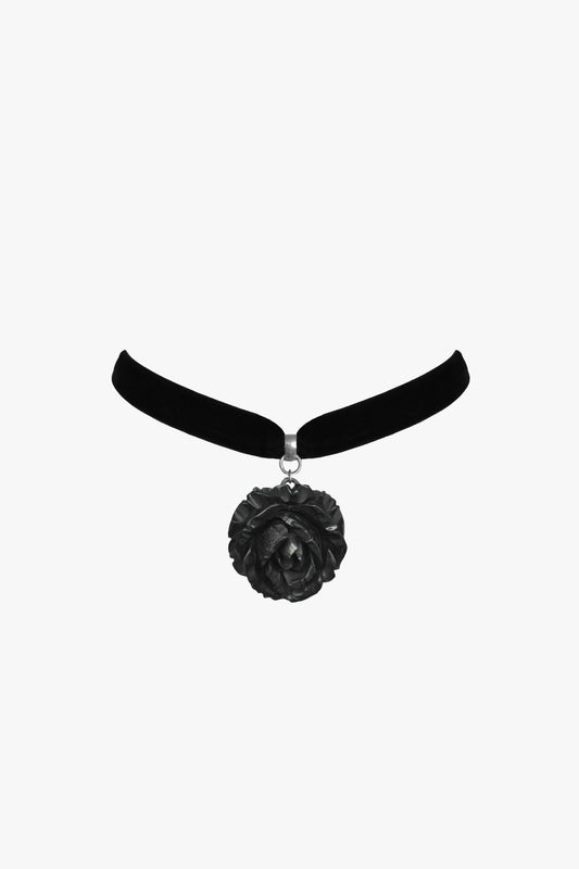 Anna Sui Large Retrolite Rose Velvet Choker