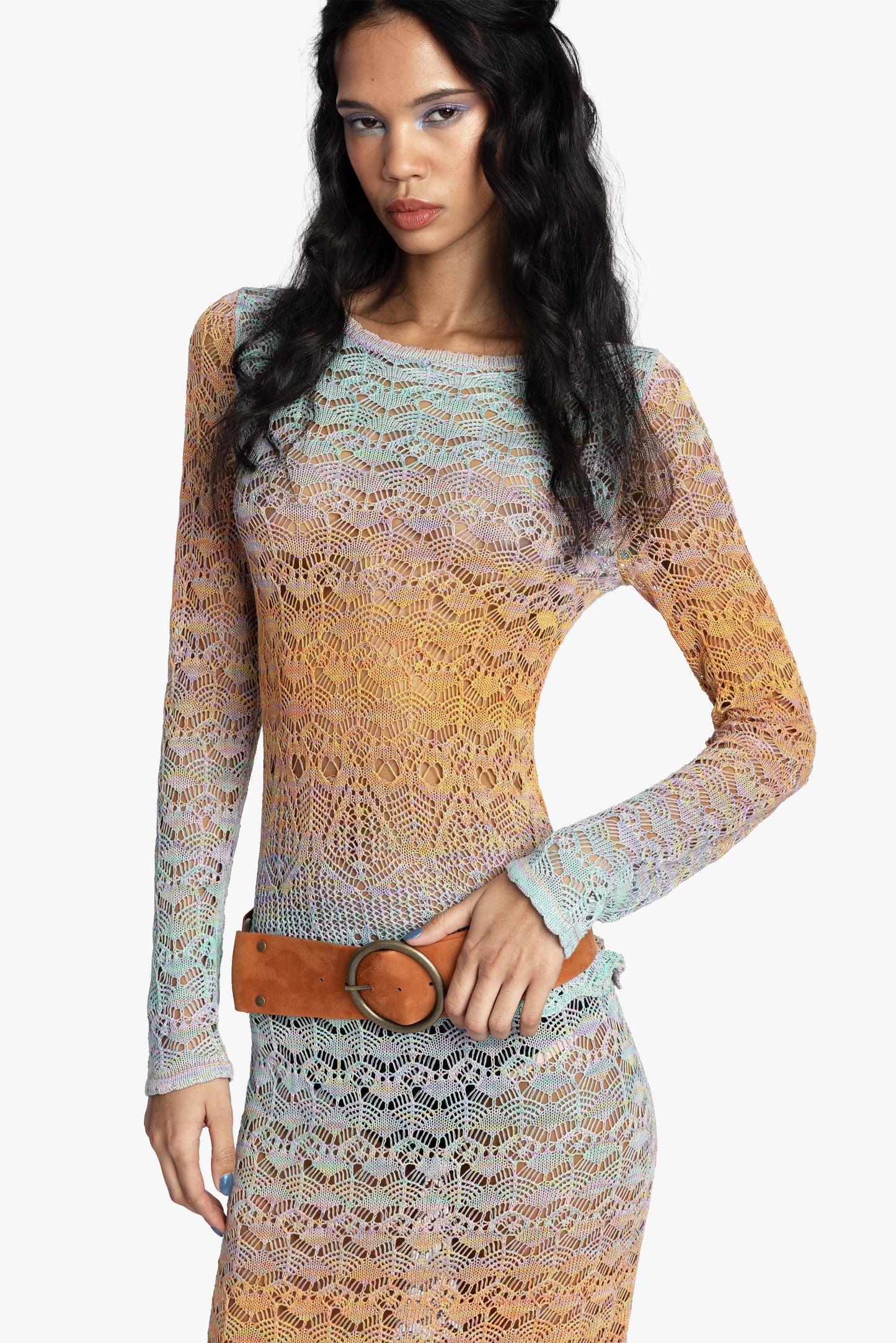Anna Sui Ombre Space Dye Crochet Top - Sunset