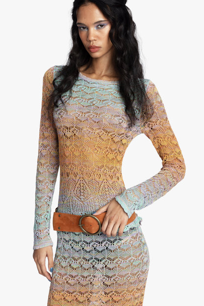 Anna Sui Ombre Space Dye Crochet Top - Sunset