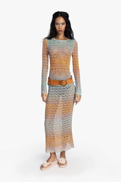 Anna Sui Ombre Space Dye Crochet Top - Sunset