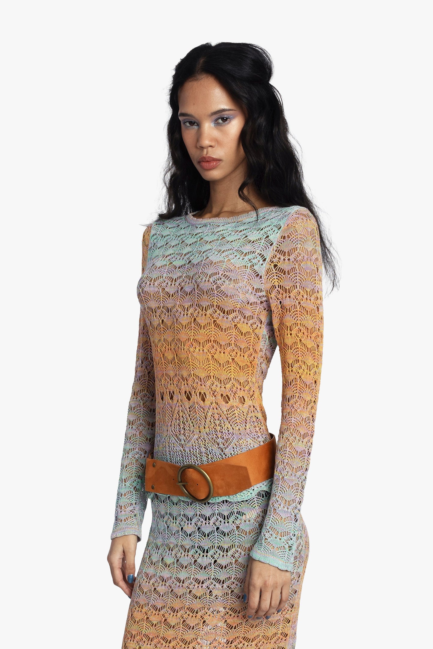 Anna Sui Ombre Space Dye Crochet Top - Sunset