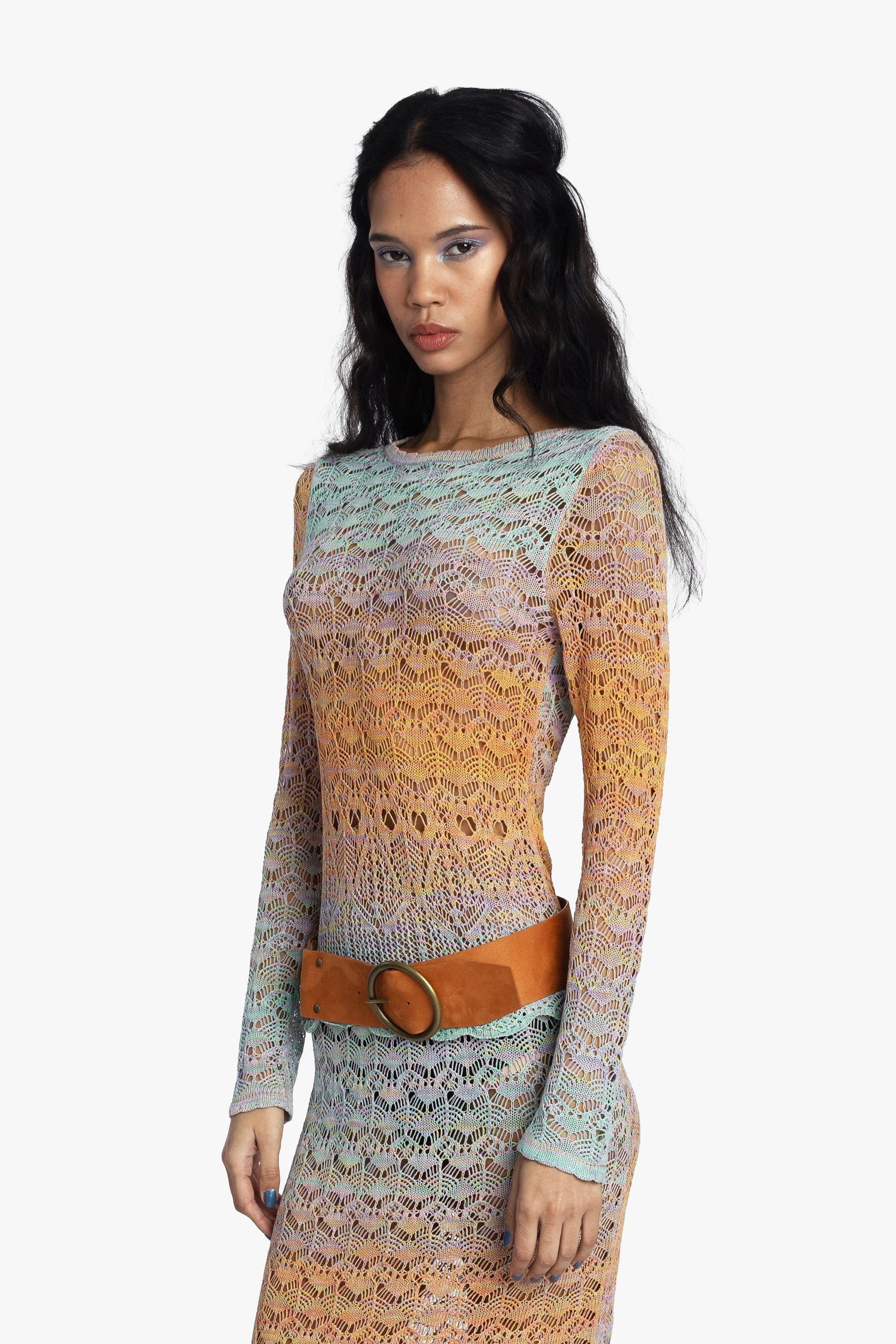 Anna Sui Ombre Space Dye Crochet Top - Sunset