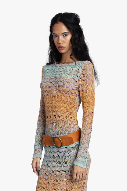 Anna Sui Ombre Space Dye Crochet Top - Sunset