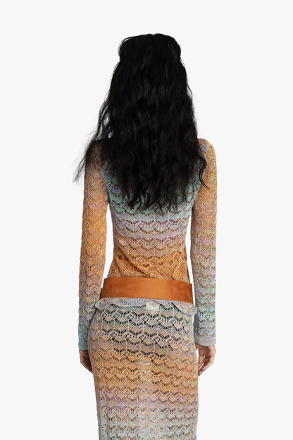 Anna Sui Ombre Space Dye Crochet Top - Sunset