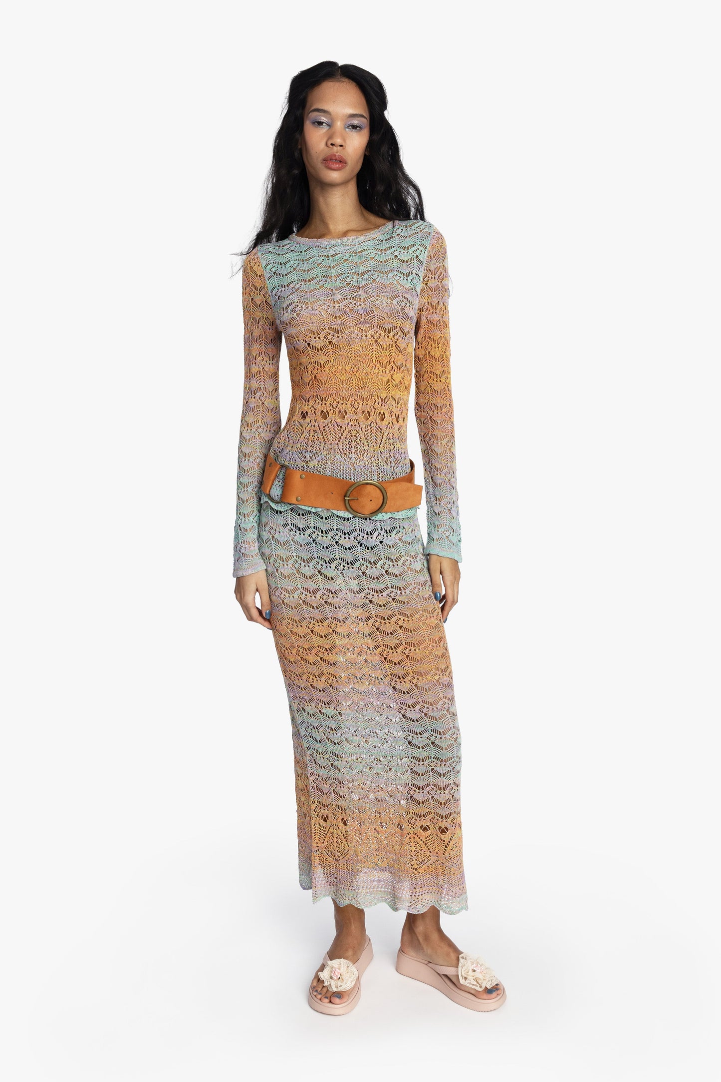 Anna Sui Ombre Space Dye Crochet Top - Sunset