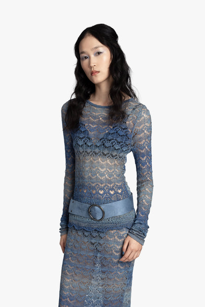 Anna Sui Ombre Space Dye Crochet Top - Twilight