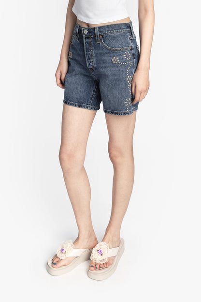 Anna Sui Studded Denim Shorts
