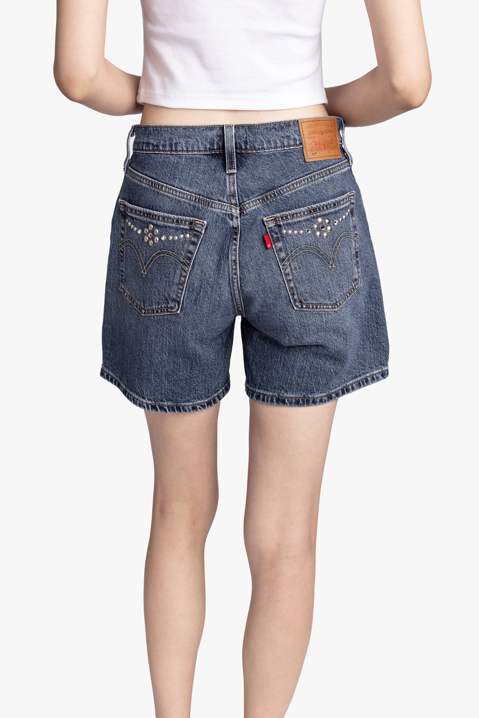 Anna Sui Studded Denim Shorts