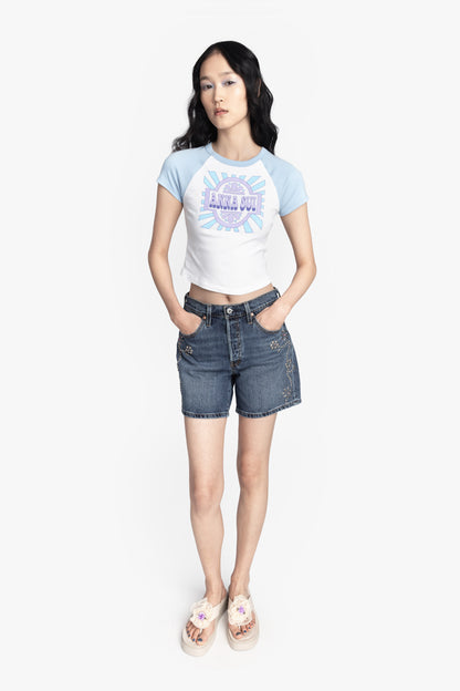 Anna Sui Studded Denim Shorts
