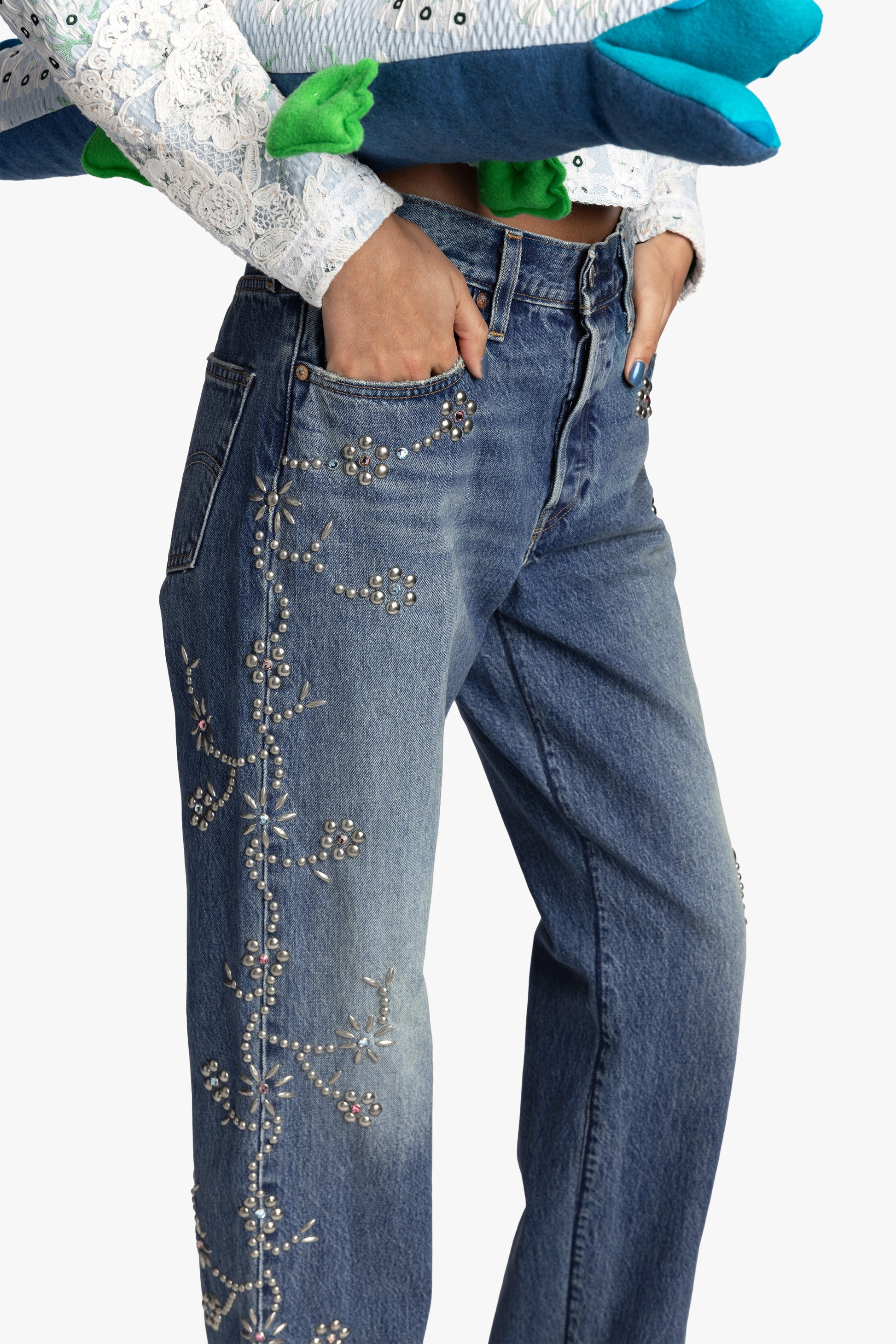 Anna Sui Studded Denim Jeans