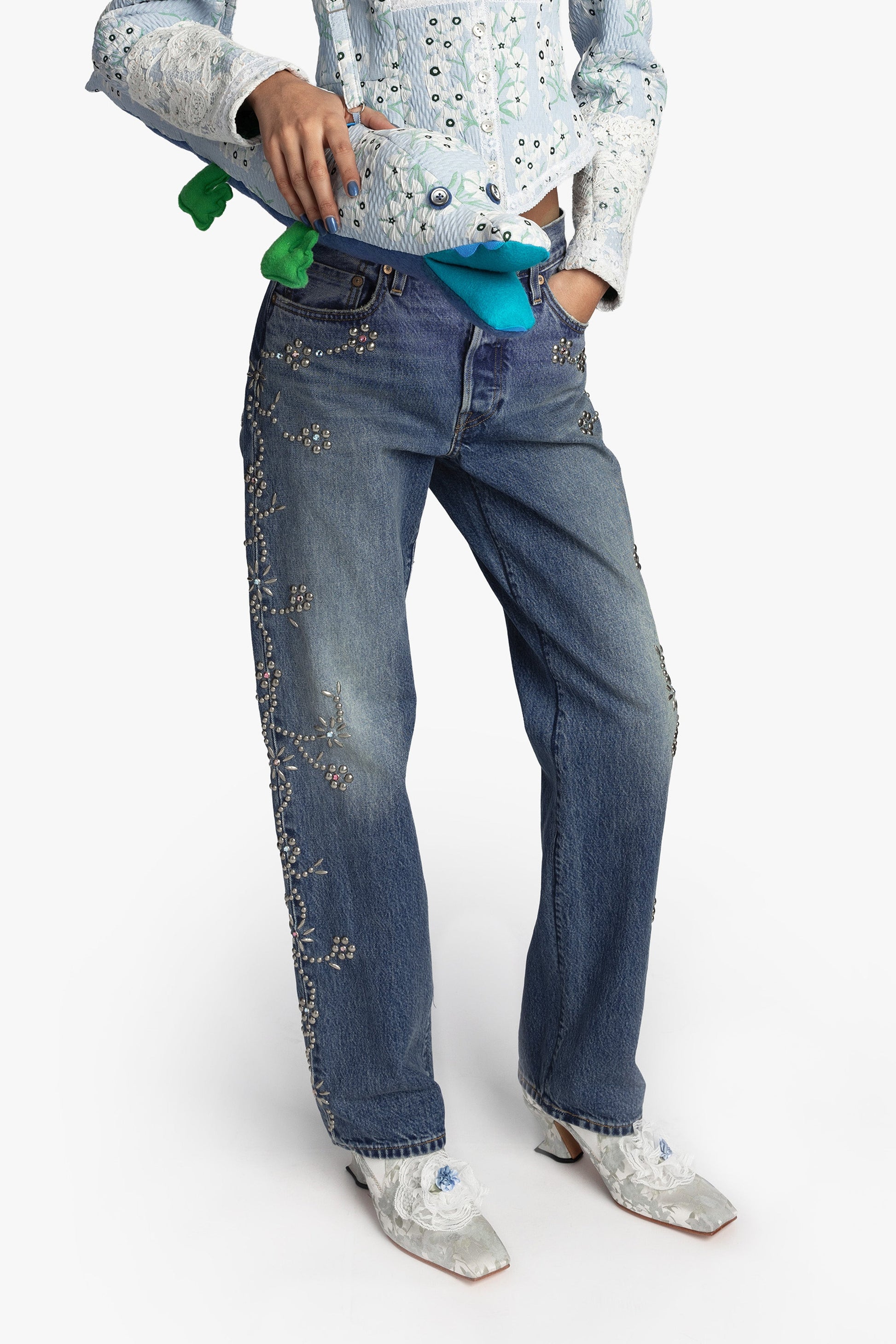 Anna Sui Studded Denim Jeans