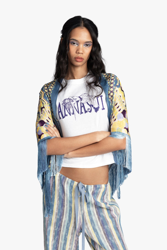 Anna Sui Pueblo Deco Border Fringe Shawl