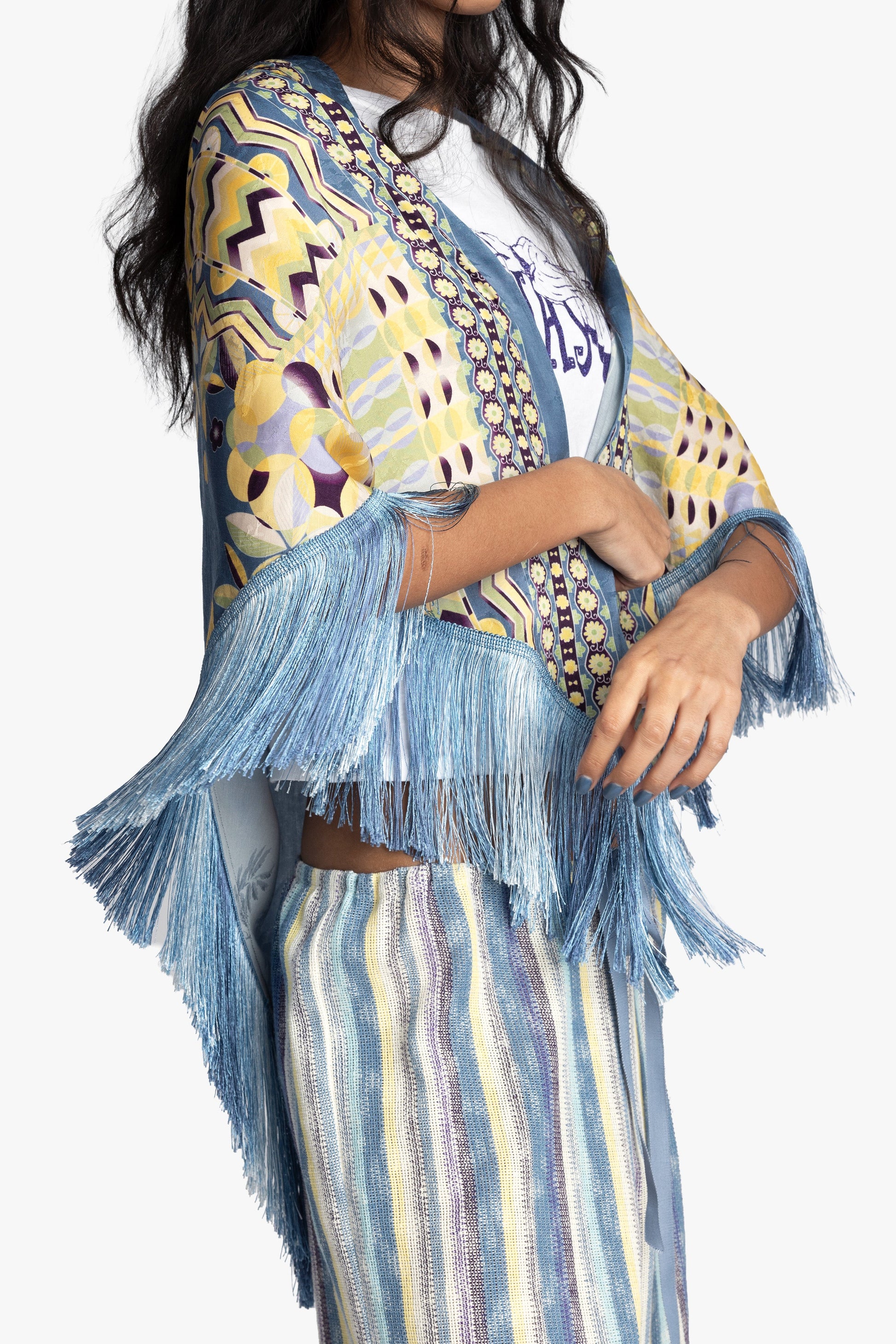 Anna Sui Pueblo Deco Border Fringe Shawl